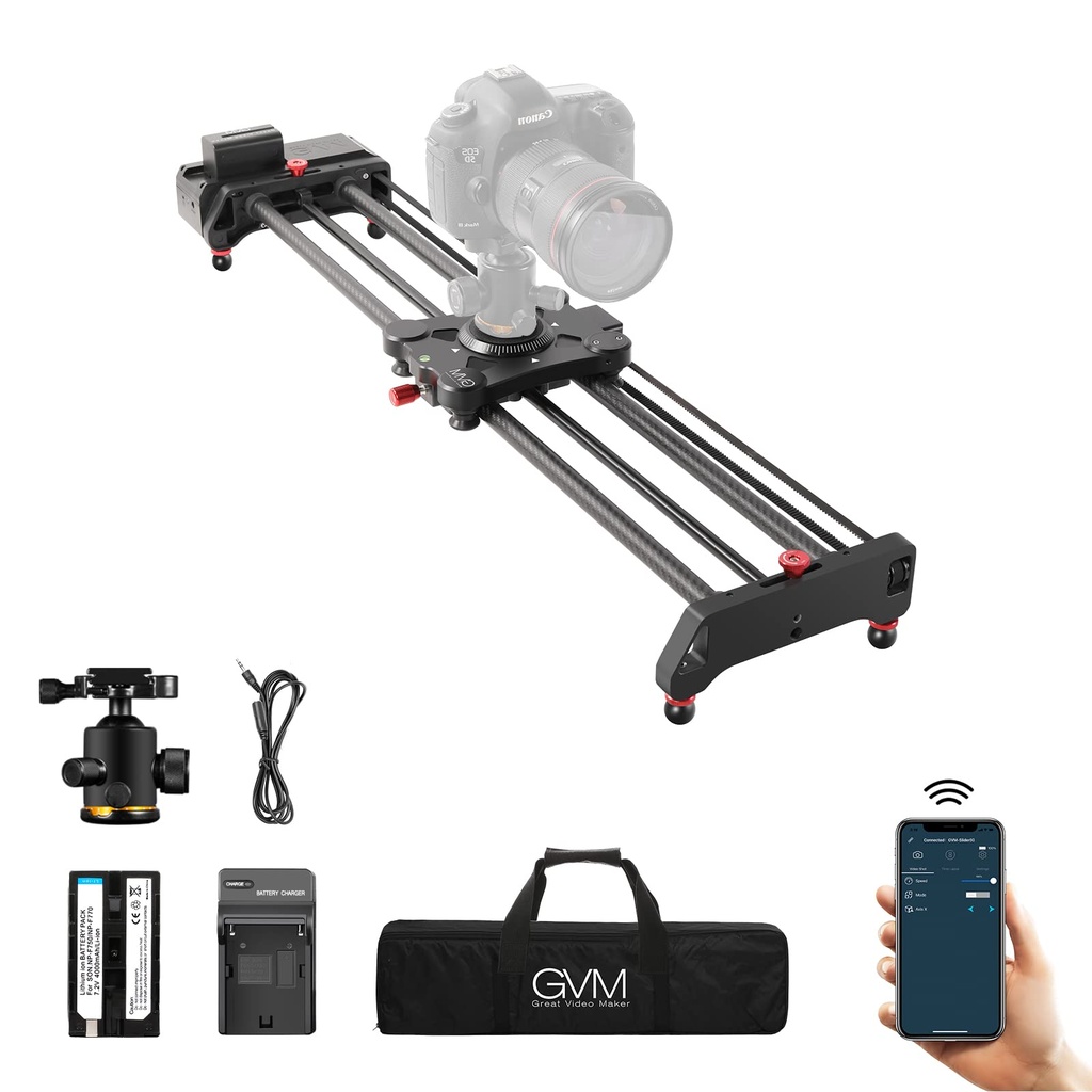 GVM 32"/80cm Wireless Camera Slider Motorized Video Rail Slide with Shockproof Stabilizer