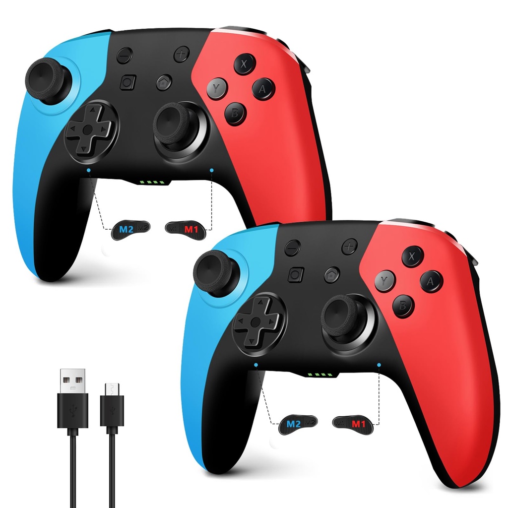 AceGamer 2pcs Wireless Controller for Switch 2/Switch/Lite/OLED, Wireless Pro Controller 