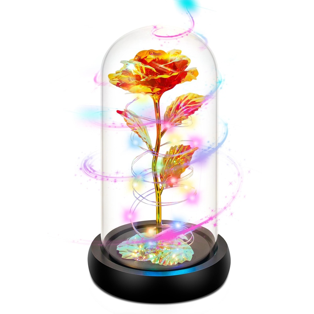 Rotating Christmas Flower Gift, Birthday Gifts for Women, Graduation Rose Gift for Her,