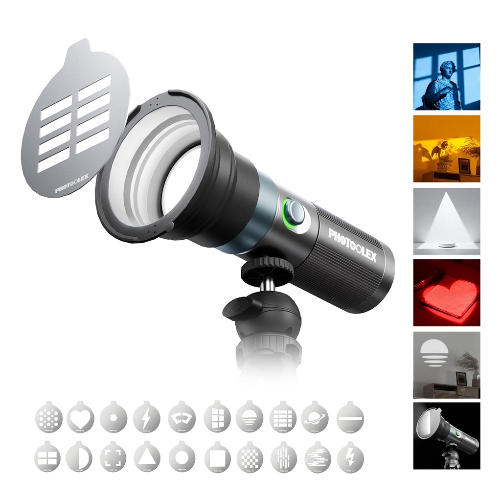 PHOTOOLEX LED Photography Flashlight, 8400mAh Aluminum Alloy Patterned Ambient light