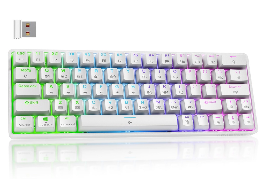 Dierya DK63 Wireless Gaming Keyboard with Bluetooth/2.4G/Type-C Red Linear Mechanical Switch