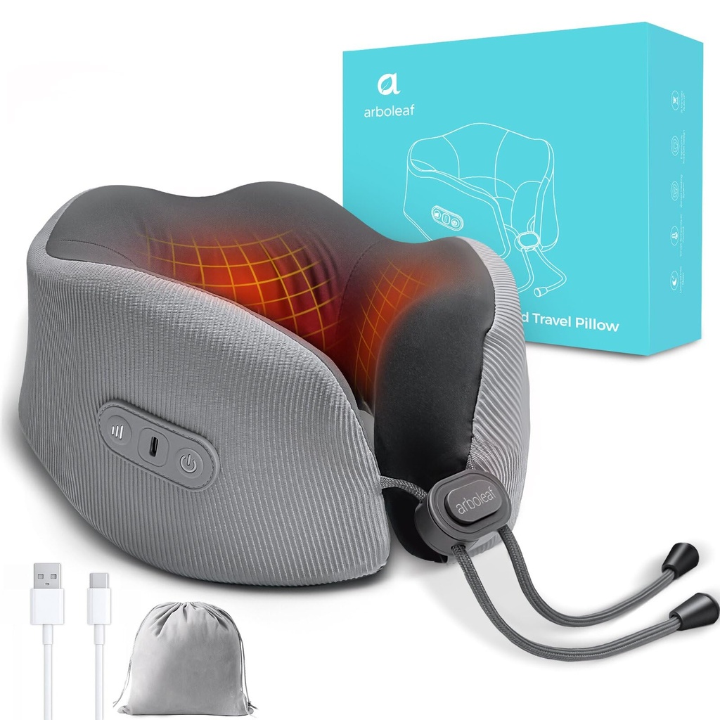 arboleaf Heated Neck Pillow, Rechargeable Travel Pillow, Memory Foam Flight Pillow for Adult