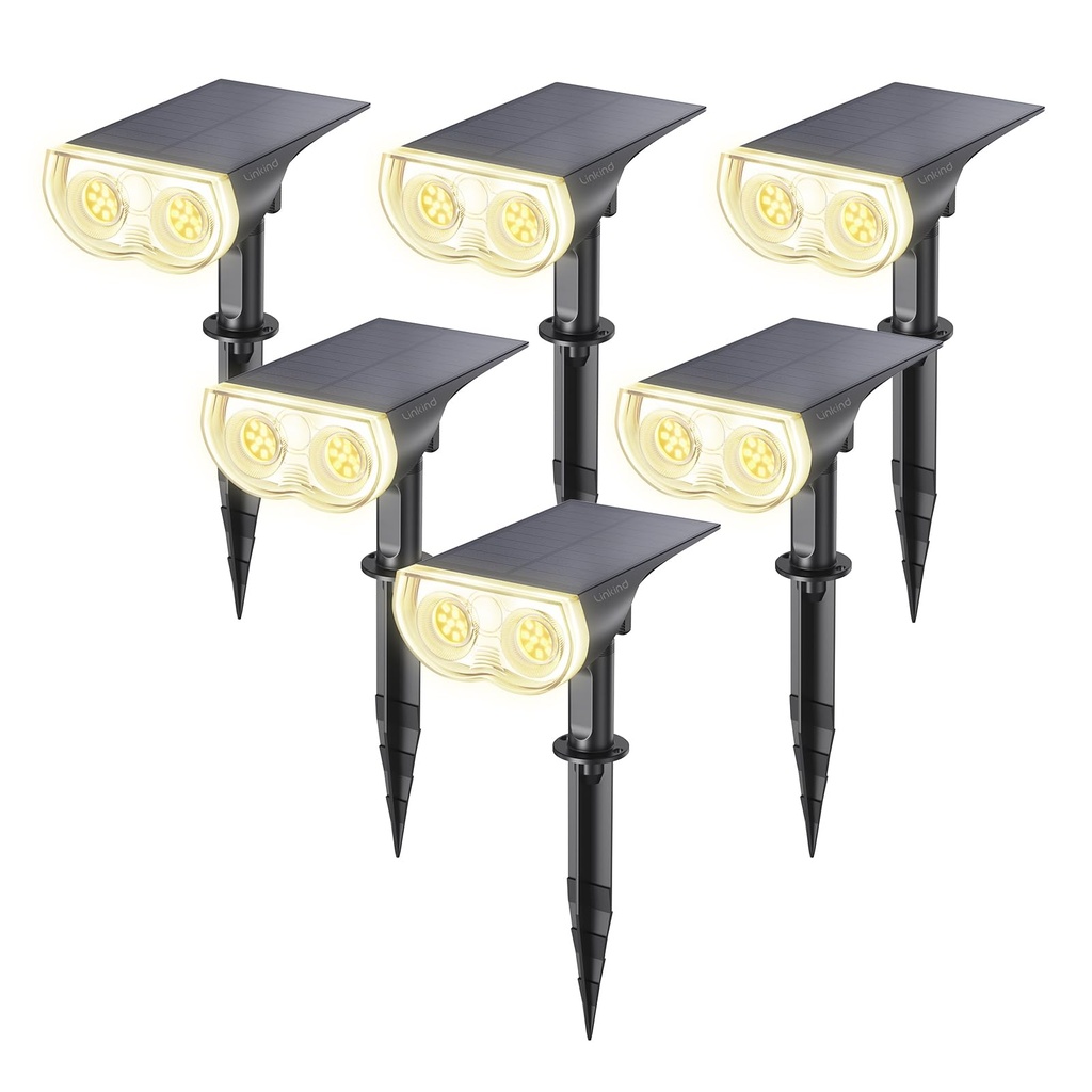 Linkind Solar Lights Outdoor Garden, Dusk-to-Dawn Warm White 3000k Stake Light Solar Powered