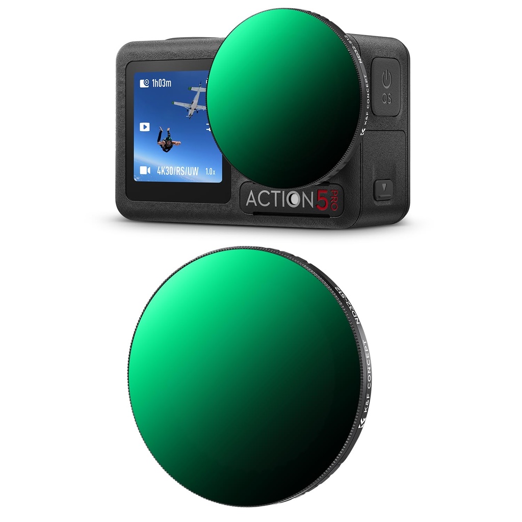 K&F Concept Variable ND32-512 Filter Compatible with DJI Osmo Action 3 4 5 pro, Optical Glass