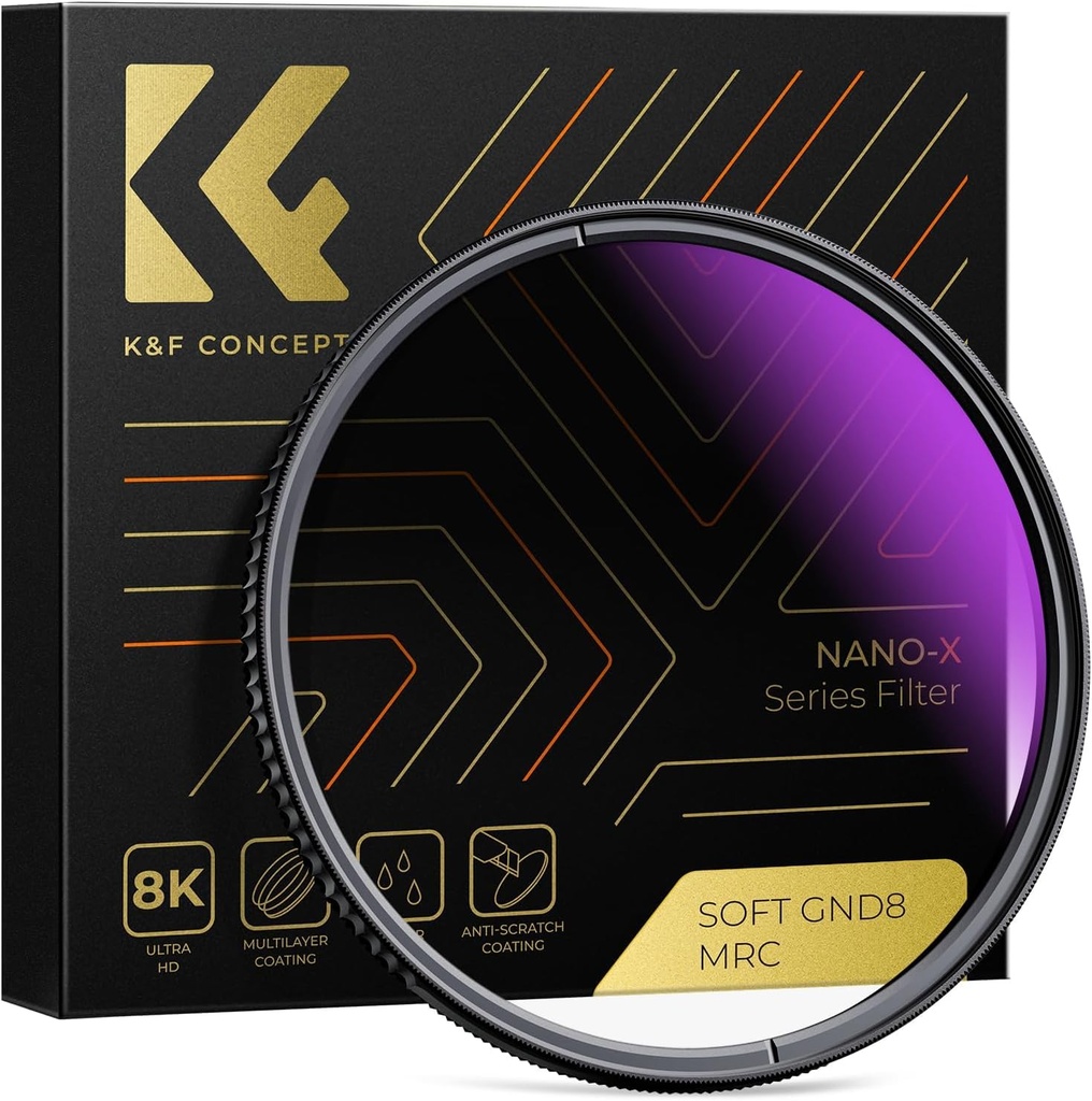K&F CONCEPT 77mm Soft GND8 Lens Filter Graduated ND Gradient Neutral Density for Camera