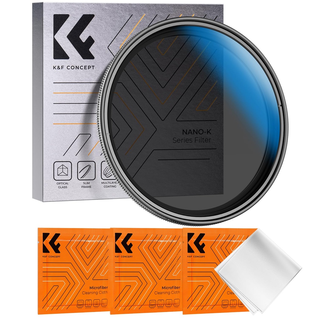 K&F CONCEPT 49mm Variable ND2- ND32 Filter, 5-stop Adjustable ND Waterproof Optical Glass