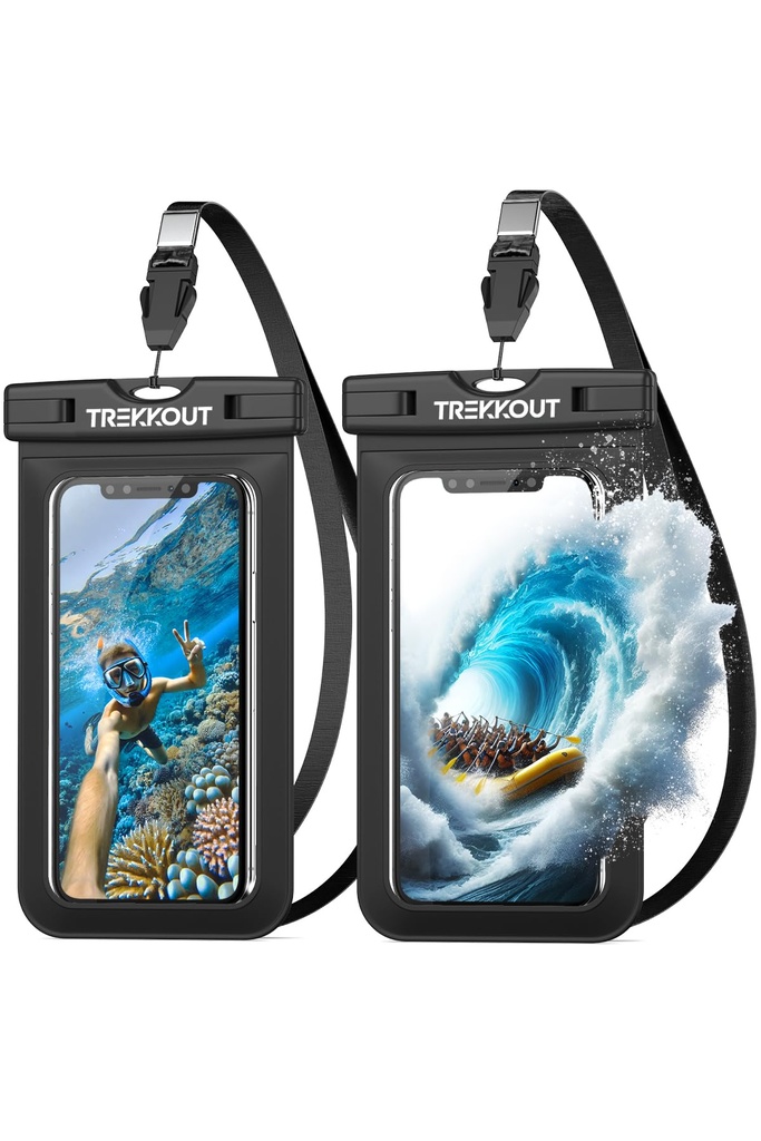TREKKOUT Waterproof Phone Pouch Case | Universal 2-Pack IPX8 Certified Underwater Phone Case