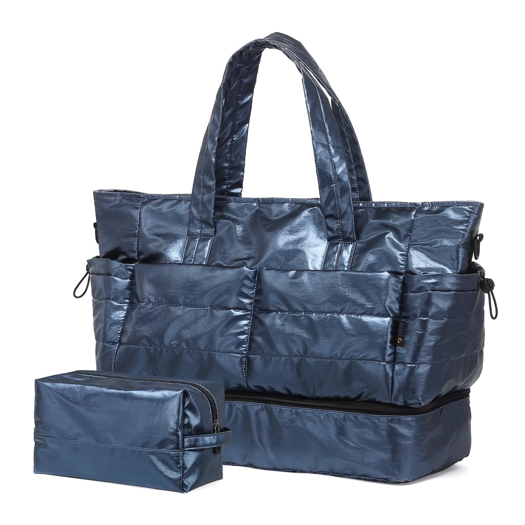 DTGN Travel Duffel Bag for Women,50L Weekender Bag with Shoe Compartment and Toiletry Bag,C