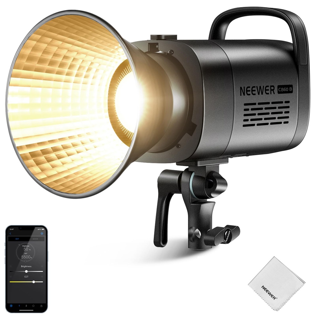 NEEWER CB60B 70W LED Video Light 2.4G/APP Control, Bi Color 2700-6500K 34000Lx CRI97