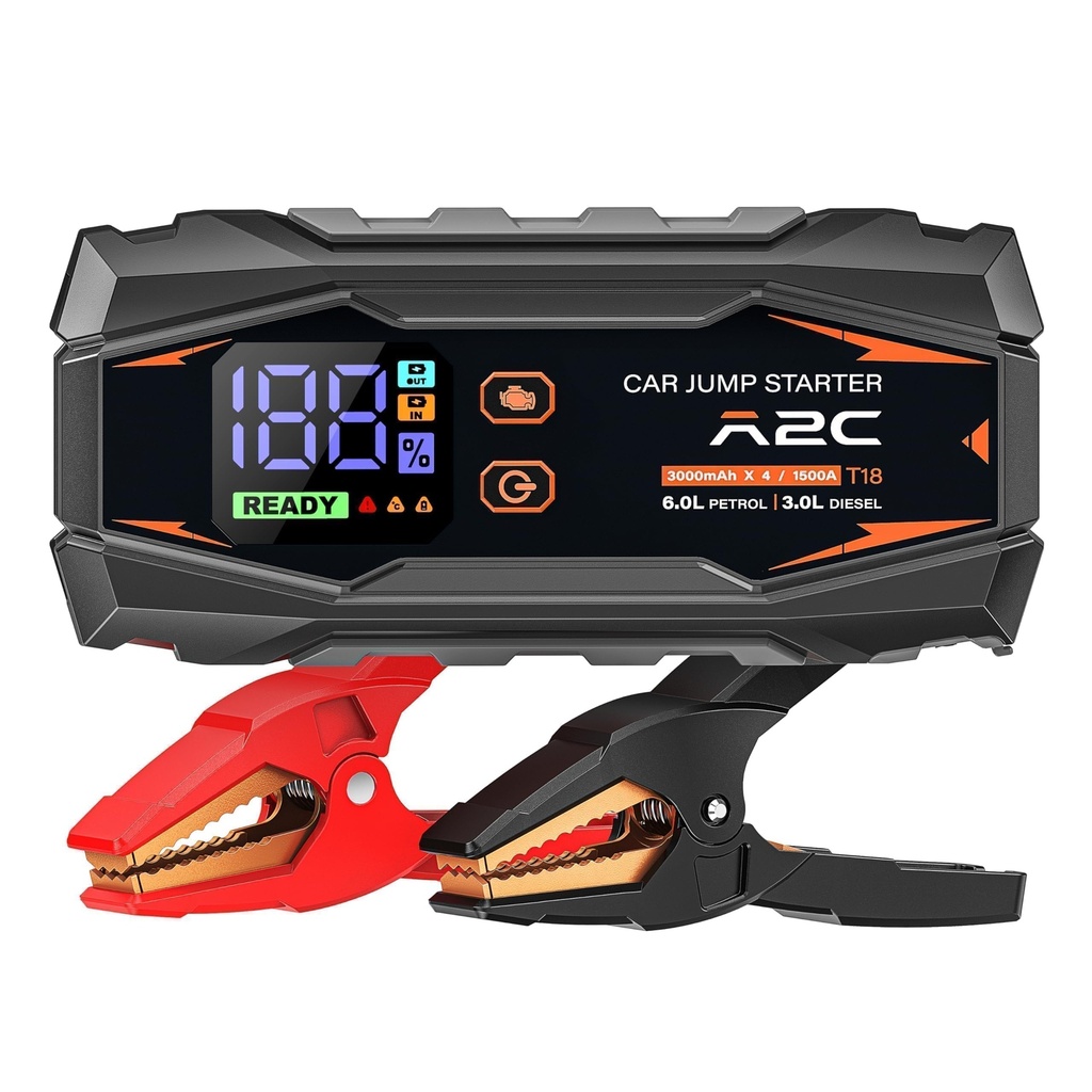 A2C Car jump starter, 12V jump starter power pack (up to 6.0L Gas Or 3.0L Diesel)