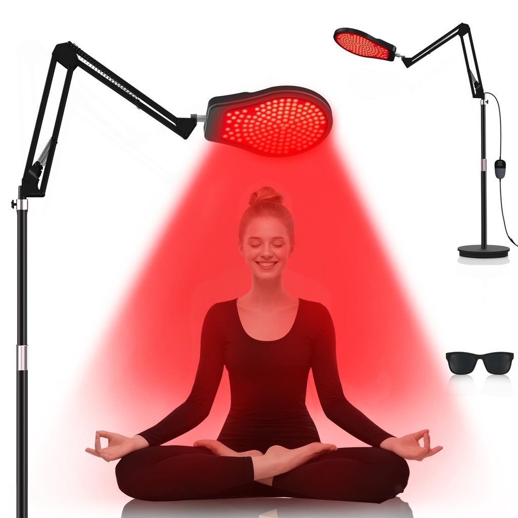 Red Infrared Lamp, Nashine 660nm&850nm&940nm Near Infrared Light Lamp with Stand, Timer