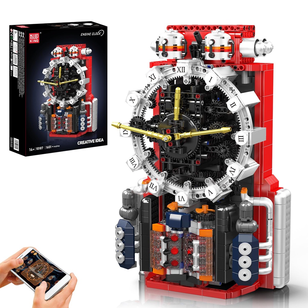 Mould King Cyberpunk Clock Building Kit- 1601+ PCS Clock Building Blocks Kits with Battery 