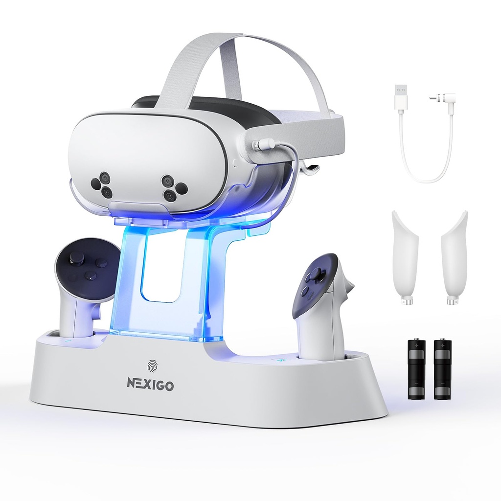 NexiGo Enhanced Charging Dock with LED Light [On/Off] for Oculus Quest 3, [Support Elite Str