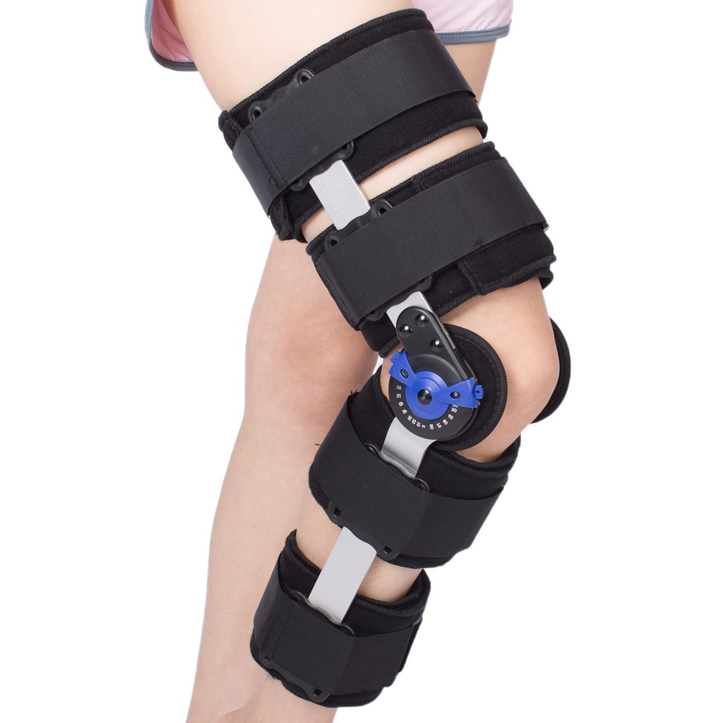 Tairibousy Hinged Knee Brace ROM Post Op Knee Immobilizer Adjustable with Side Leg Stabilize