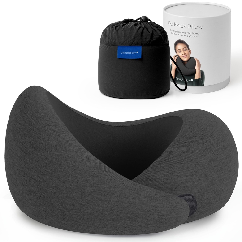 Ostrichpillow Go Neck Pillow - Premium Memory Foam Travel Pillow, 360º Ergonomic Design