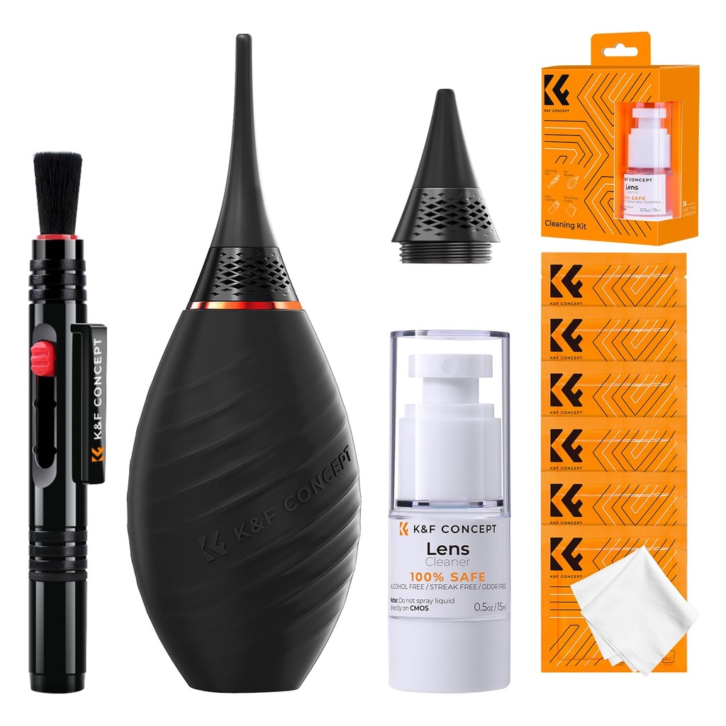 K&F CONCEPT 10-in-1 Camera Cleaning Kit with Lens Pen, Rocket Air Blower-Extension & Short N
