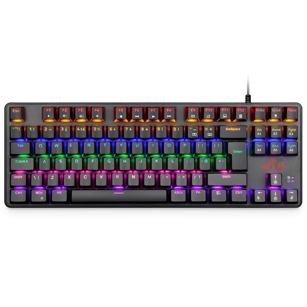 Rii Mechanical Gaming keyboard, RK908 80% Mechanical Keyboard(9 Backlight Modes) Blue Switc