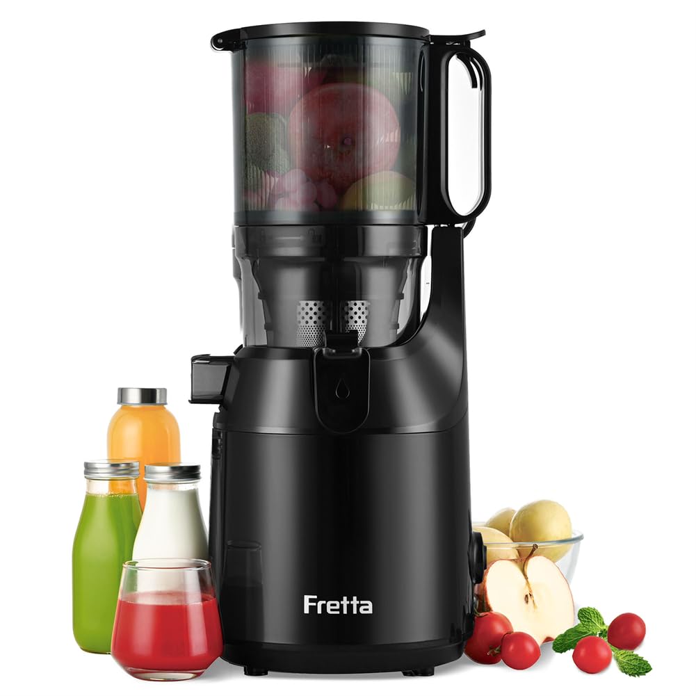 Cold Press Juicer, Fretta Slow Masticating Machines with 135mm&1.8L Chute, Fit Whole Fruits