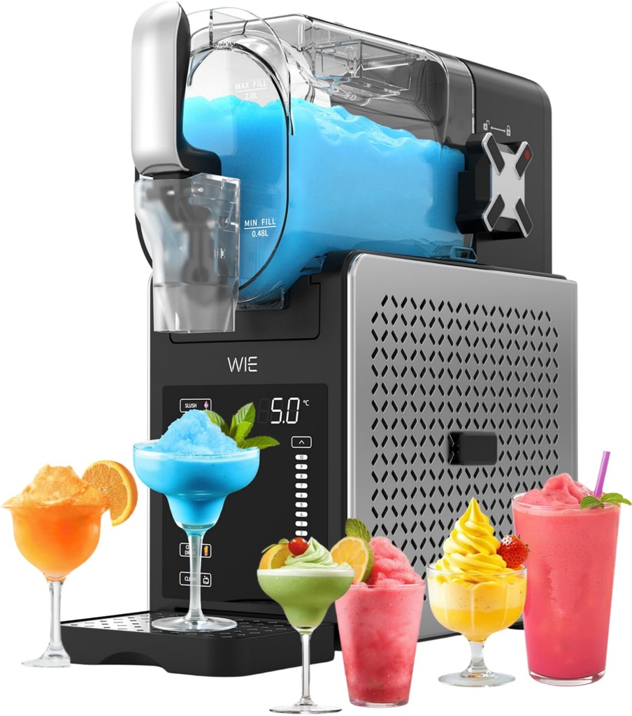 WIE Slush Machine, 2.6L Slushie Maker Machine with Self-Cleaning, No Ice Needed, 6 Preset Mo