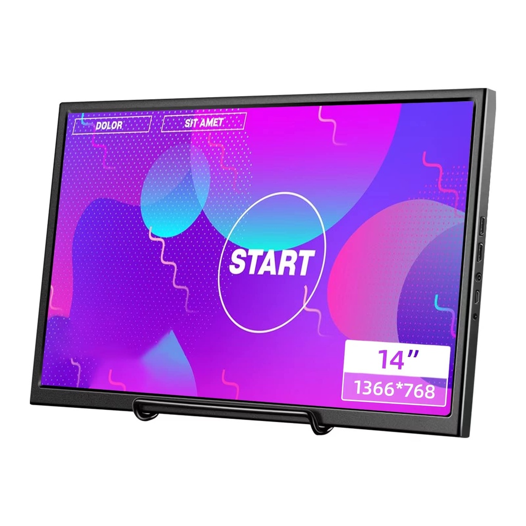 Bnztruk 14 inch Portable Monitor, Small External Monitor with Dual HDMI Interface for Raspb