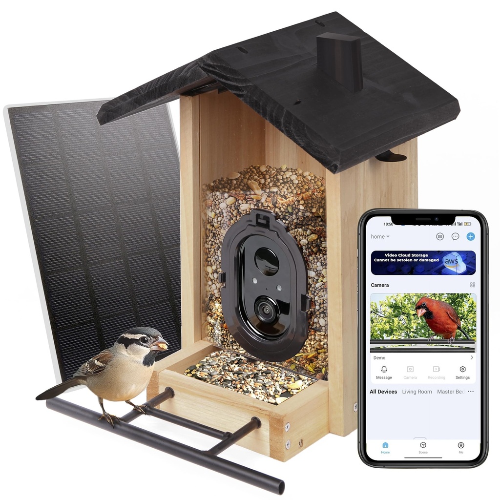 Origem Bird Feeder with Camera - 3L Smart Bird Feeders with Auto Record Video, HD 1080P Came