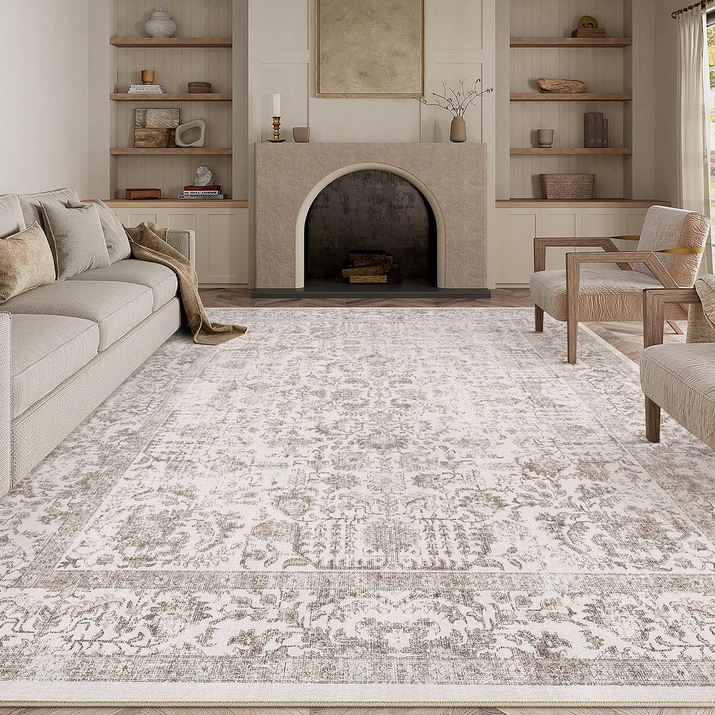 HUGEAR Vintage Brown Rugs Living Room Washable Non Slip Large Area Rug 300x400cm Bedroom Ki