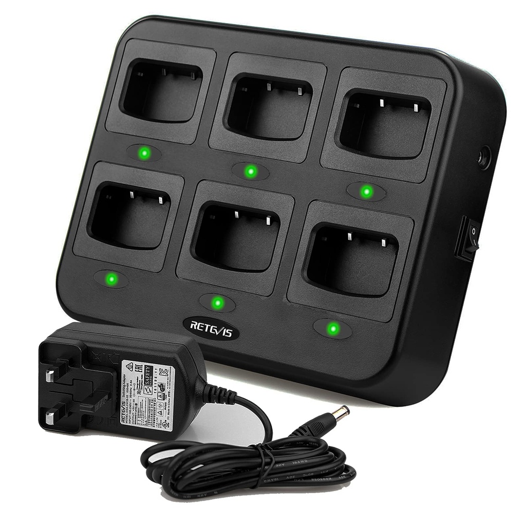 Retevis H777H Six-Way Charger, LED Indicator Light, Compatible with Baofeng 888S 88E, Retevi