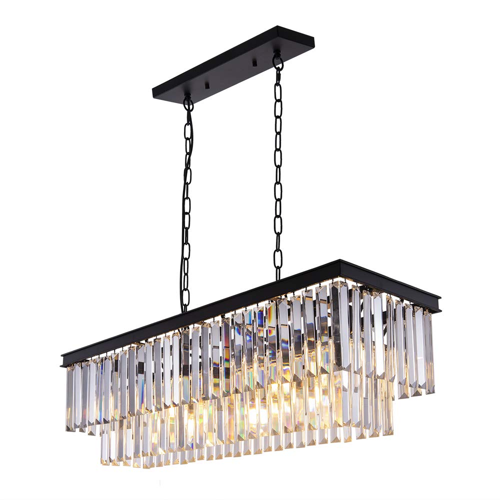 Wellmet 9-Light Crystal Chandelier 34.5 inch, Contemporary Modern Chandeliers