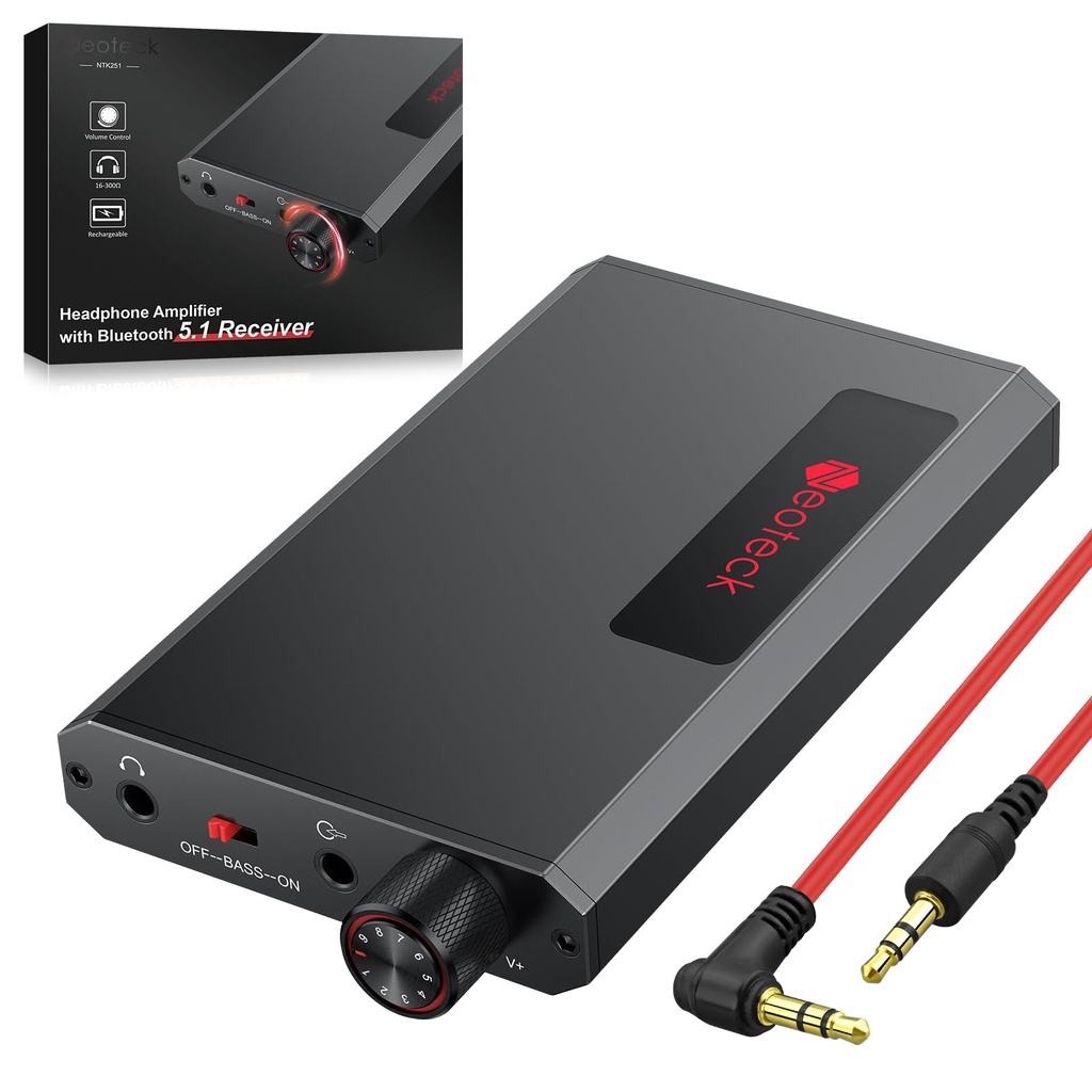 Neoteck Bluetooth 5.0 Headphones Amplifier, 16-300ÃŽÂ© HiFi Headphone Amp with Screen Indica