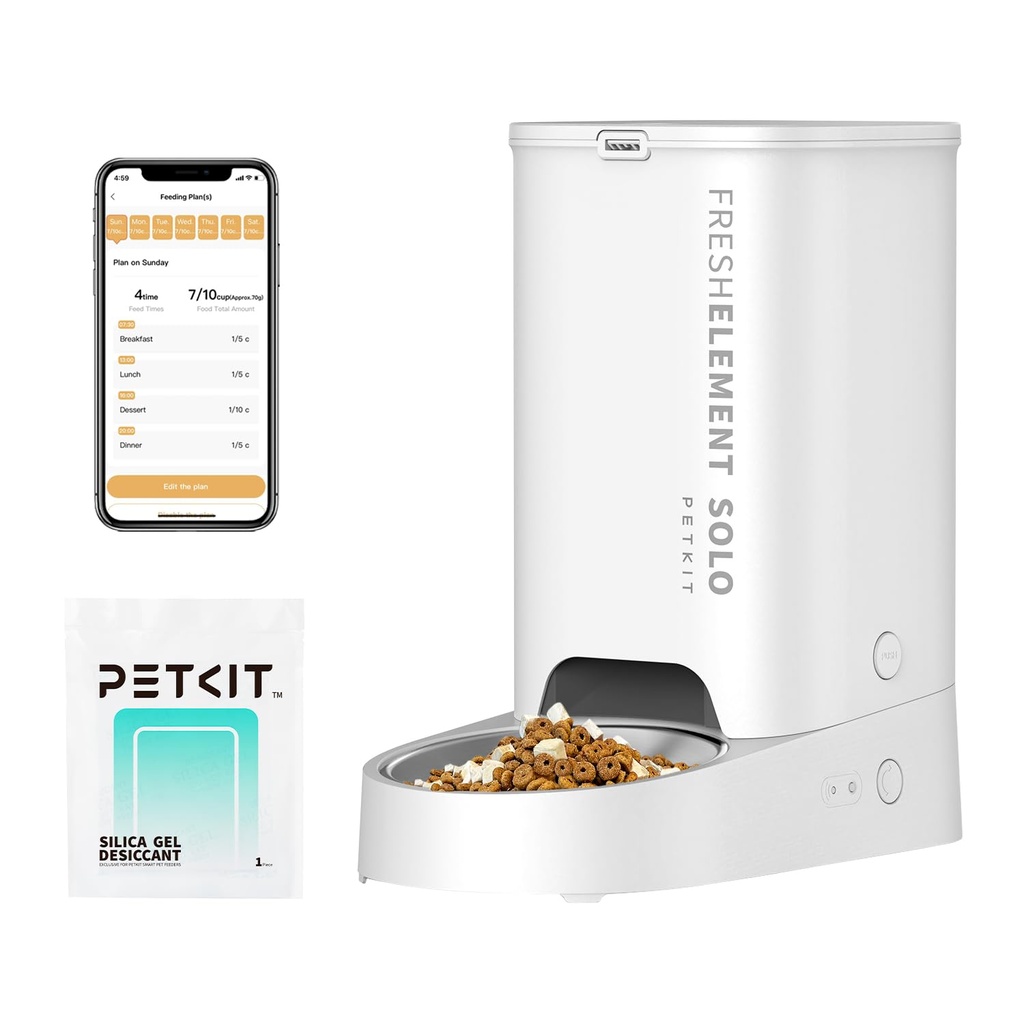 PETKIT Automatic Cat Feeder, 2.4GHz Auto Cat Feeder with App Control 3L, Low Food & Blockag