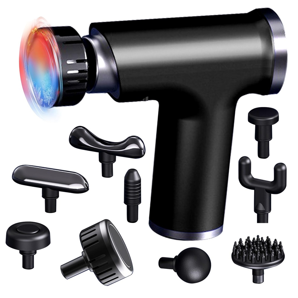 New Electric Massage Gun with Heat Cold 9 Gears Multifunctional Fascia Gun Home Portable Gym
