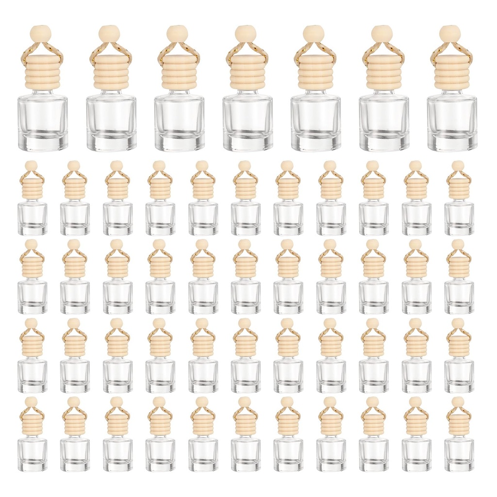 sourcing map 100pcs Hanging Car Air Freshener Perfume Bottle, 8ml Pendant Empty Clear Glass