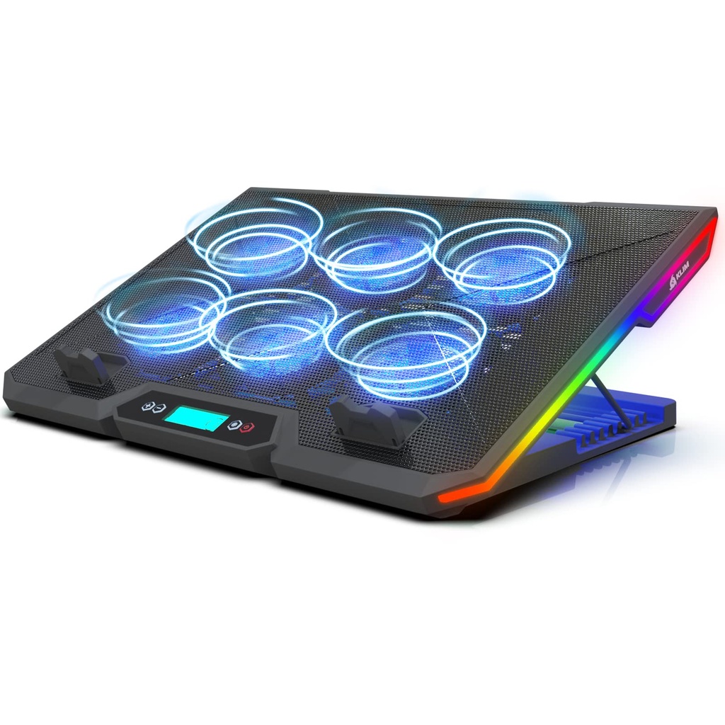 KLIM Glacier - 6 Fans Laptop Cooling Stand with RGB backlighting - 11" - 17" - Gaming Laptop