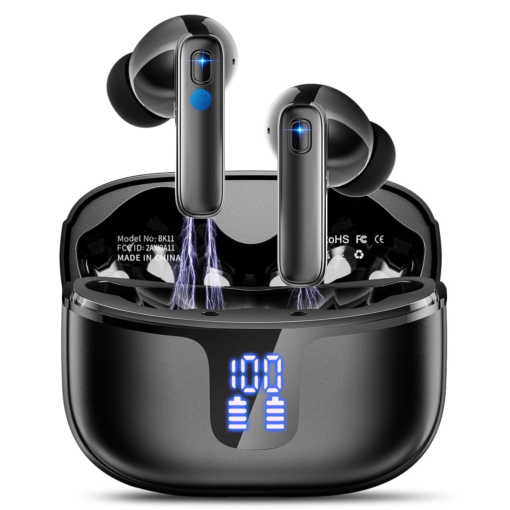 Wireless Earbuds, Bluetooth 5.3 Headphones Wireless Earphones with 4 ENC Noise Cancelling M