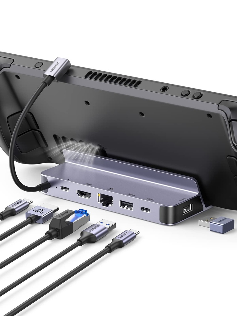 UGREEN Steam Deck Dock, 6-in-1 Docking Station Aluminum Stand with 4K@60Hz HDMI, Gigabit 