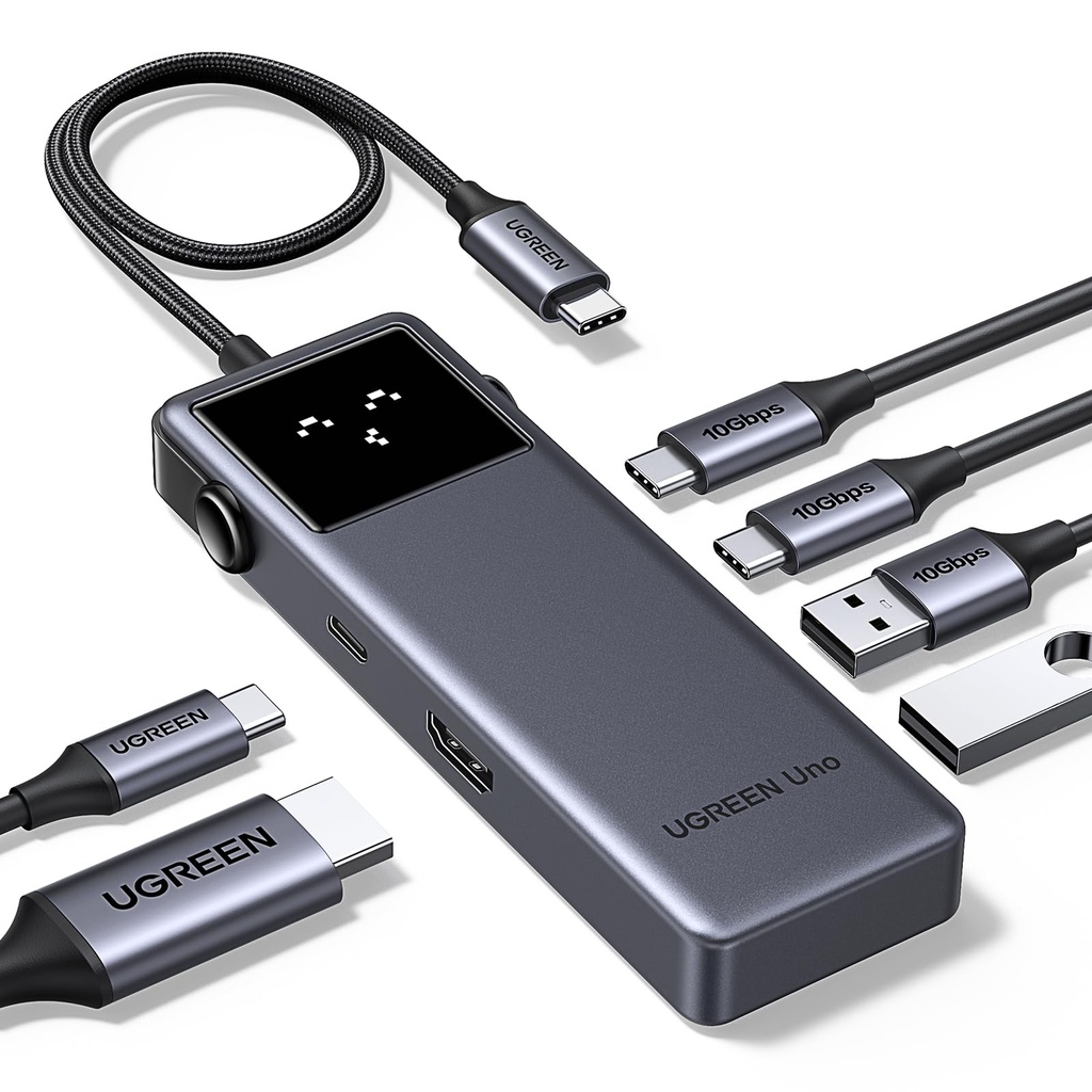 UGREEN Uno 6 in 1 USB-C Hub with 10Gbps USB-C & USB-A Data Ports 4K@60Hz HDMI for MacBook 