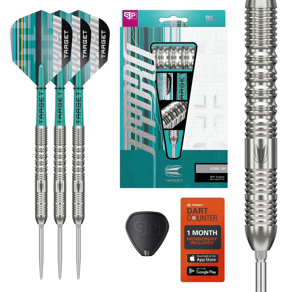 Target Darts Hydro Steel Tip Dart Set, 26G (Barrel 03) | 90% Tungsten Darts, Silver Swiss Po
