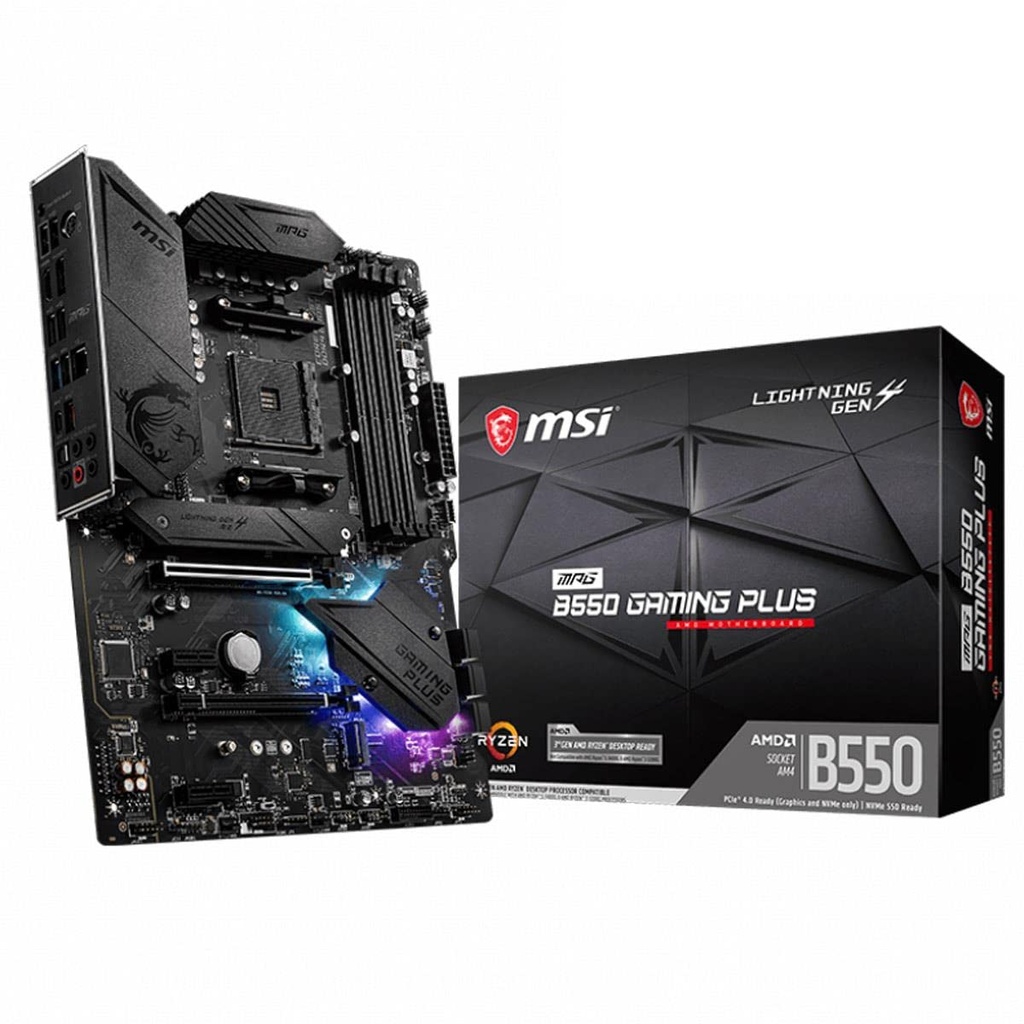 MSI MPG B550 GAMING PLUS Motherboard ATX - Supports AMD Ryzen 3rd Gen Processors, AM4, DDR4