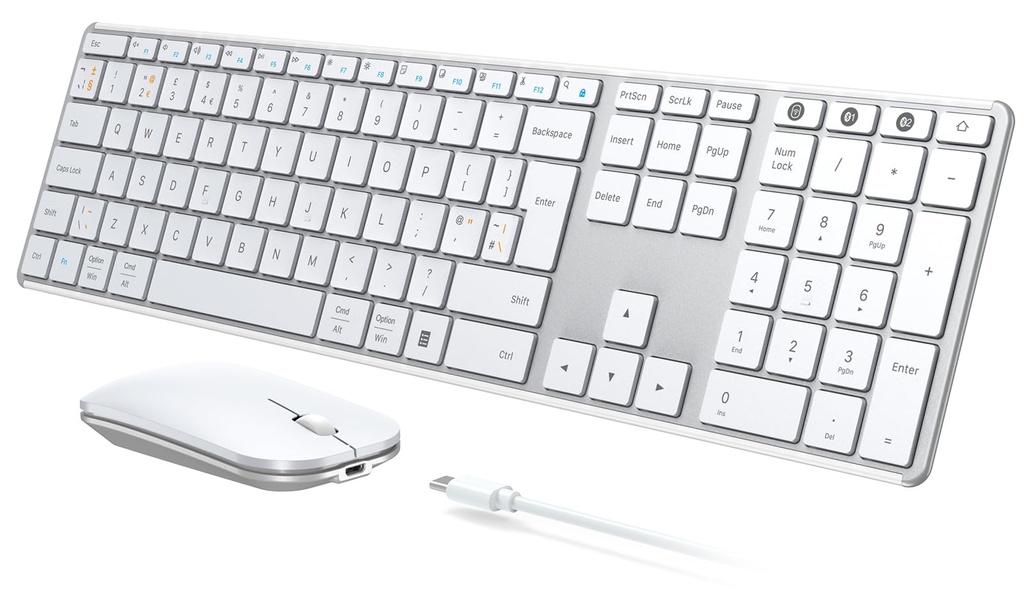 seenda Wireless Bluetooth Keyboard Mouse, SKM64-3 Multi-Device Rechargeable Ultra Slim