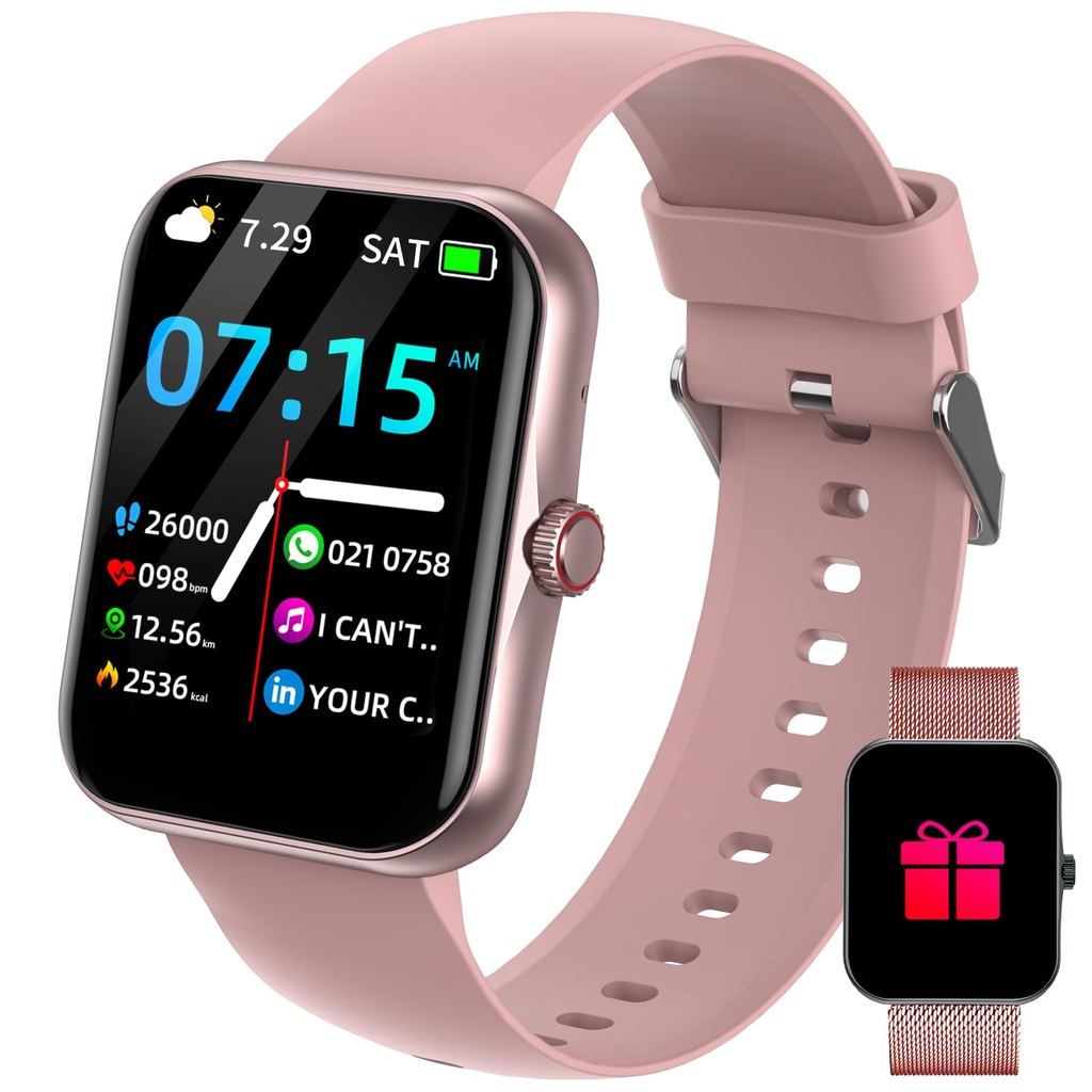 JUBUNRER Smart Watch for Women Men Ladies Fitness Tracker with 1.83" Touch Call SpO2 Heart