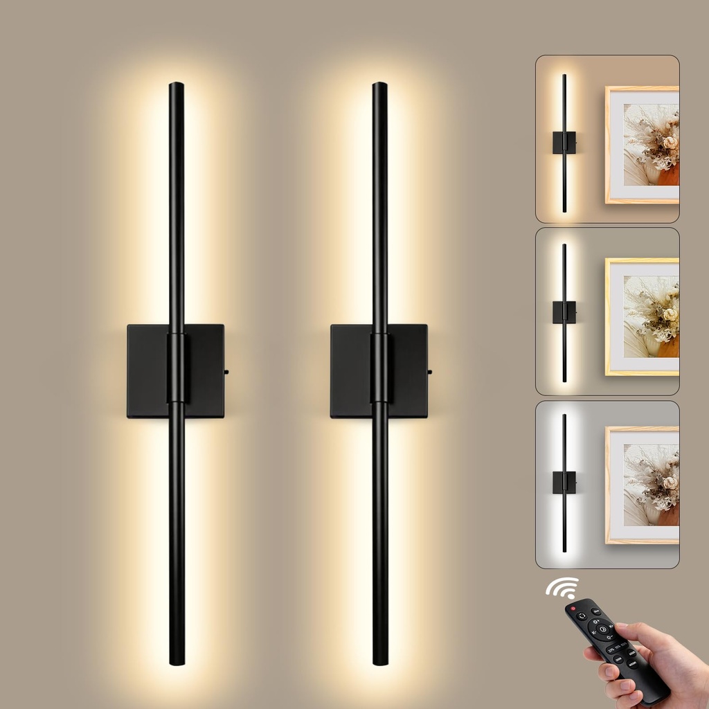 Rechargeable Wall Sconce Lights 2 Pack, 10000mAh Battery Operated Wall Lights Indoor