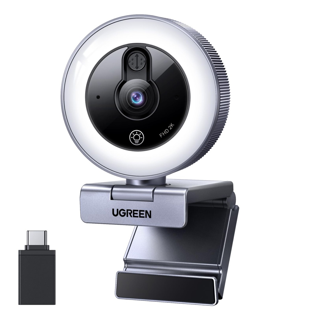 UGREEN 2K/30fps Webcam for PC, Full HD Webcam for Laptop, Noise Canceling Microphone, Adjust