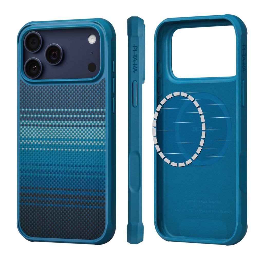 pitaka iPhone 17 Pro Magnetic Sensitive Camera Button Case Aramid Fibre Woven & TPU Combine