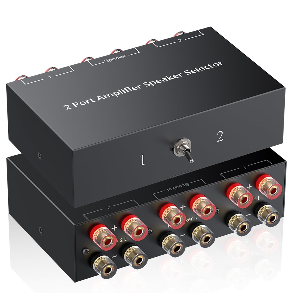 PROZOR Amplifier Speaker Switcher Selector- 2(1)-In-1(2)-Out Bi-Directional Amplifier