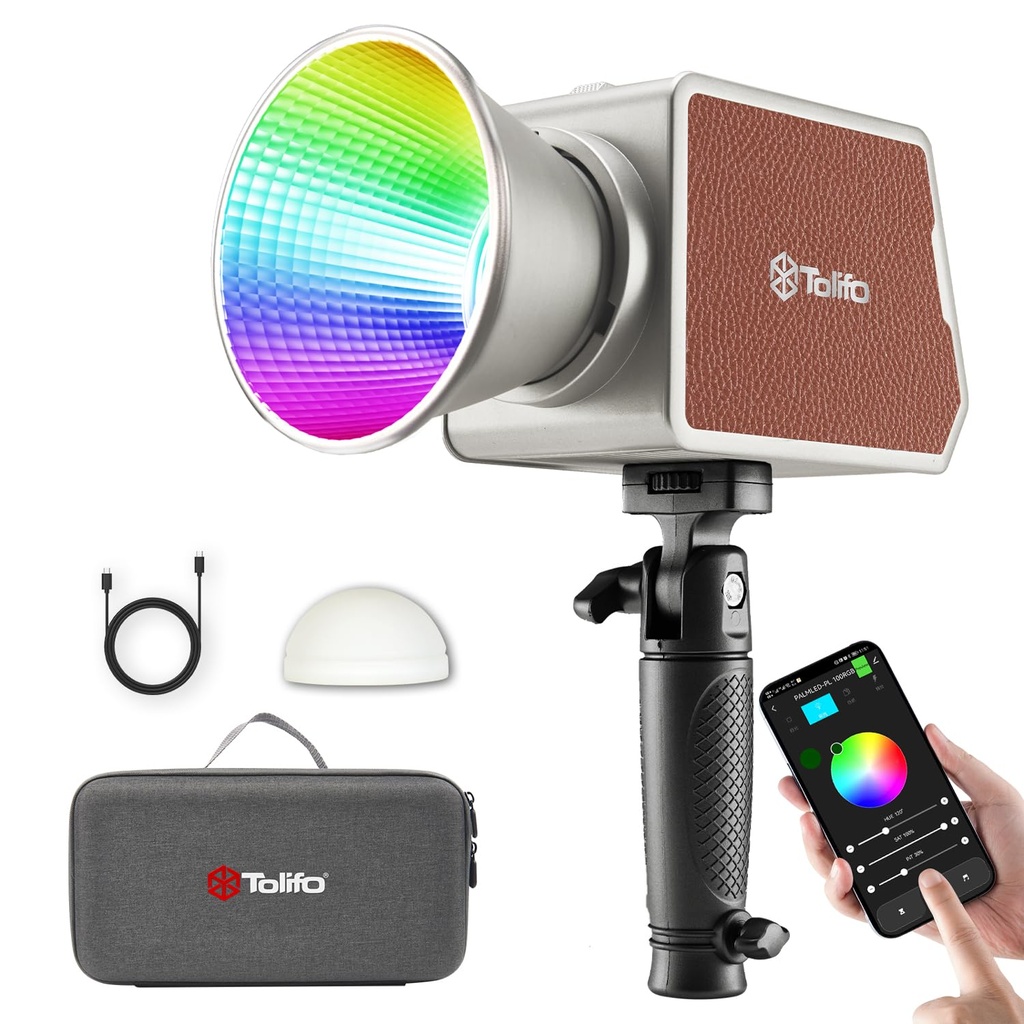 Tolifo PL-100RGB COB Video Light with Built-in 18000mAh Battery, Compact LED Studio Lights