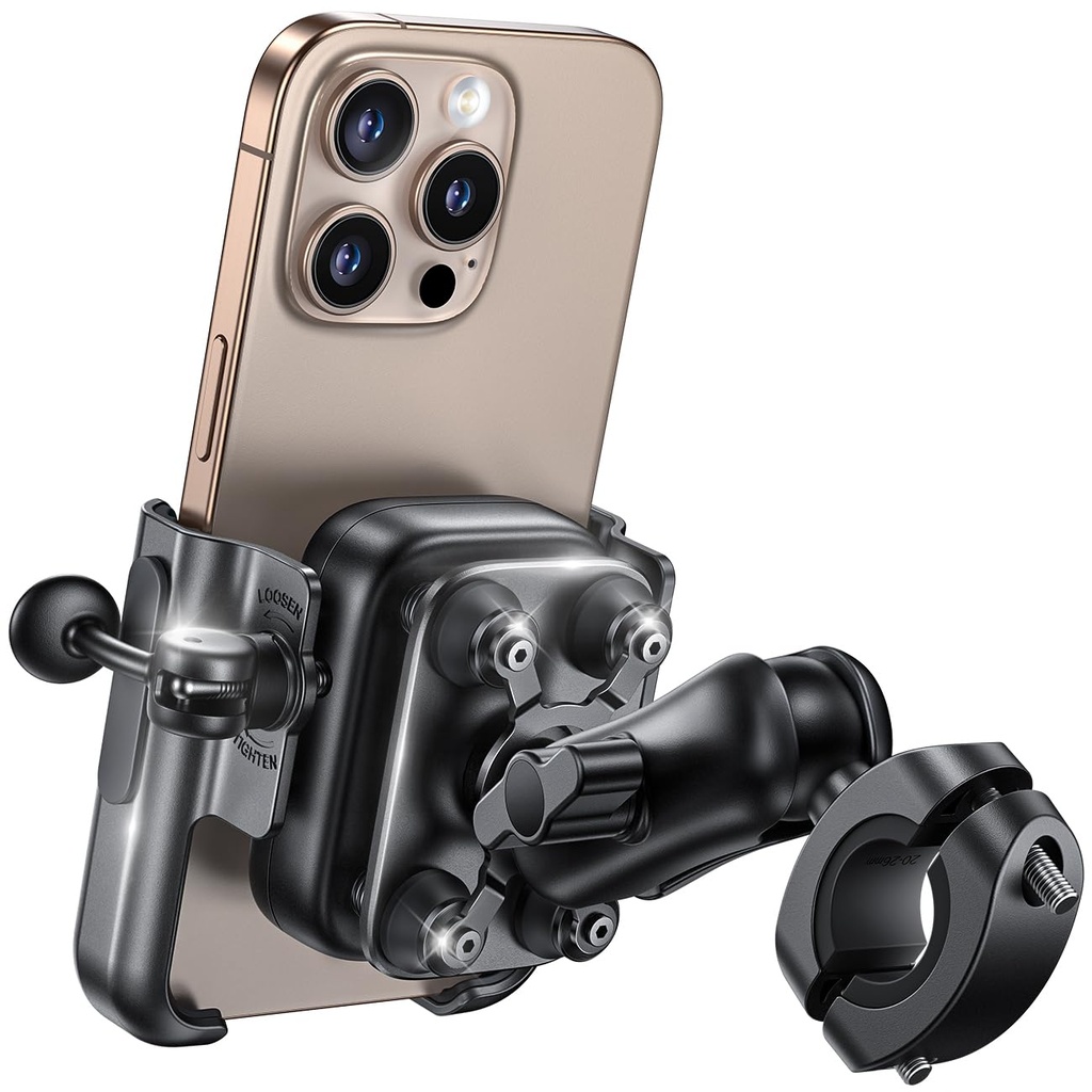 Lamicall Motorbike Phone Holder [Dual Anti-Shock] - [2025 All-Metal] Bike Phone Holder