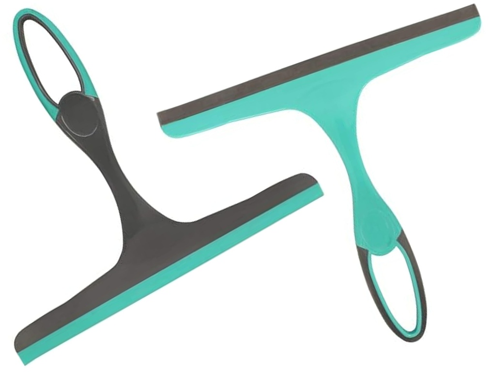 2-Pack Multipurpose Window Squeegee | Turquoise/Grey Durable Shower Squeegees For Mirrors &