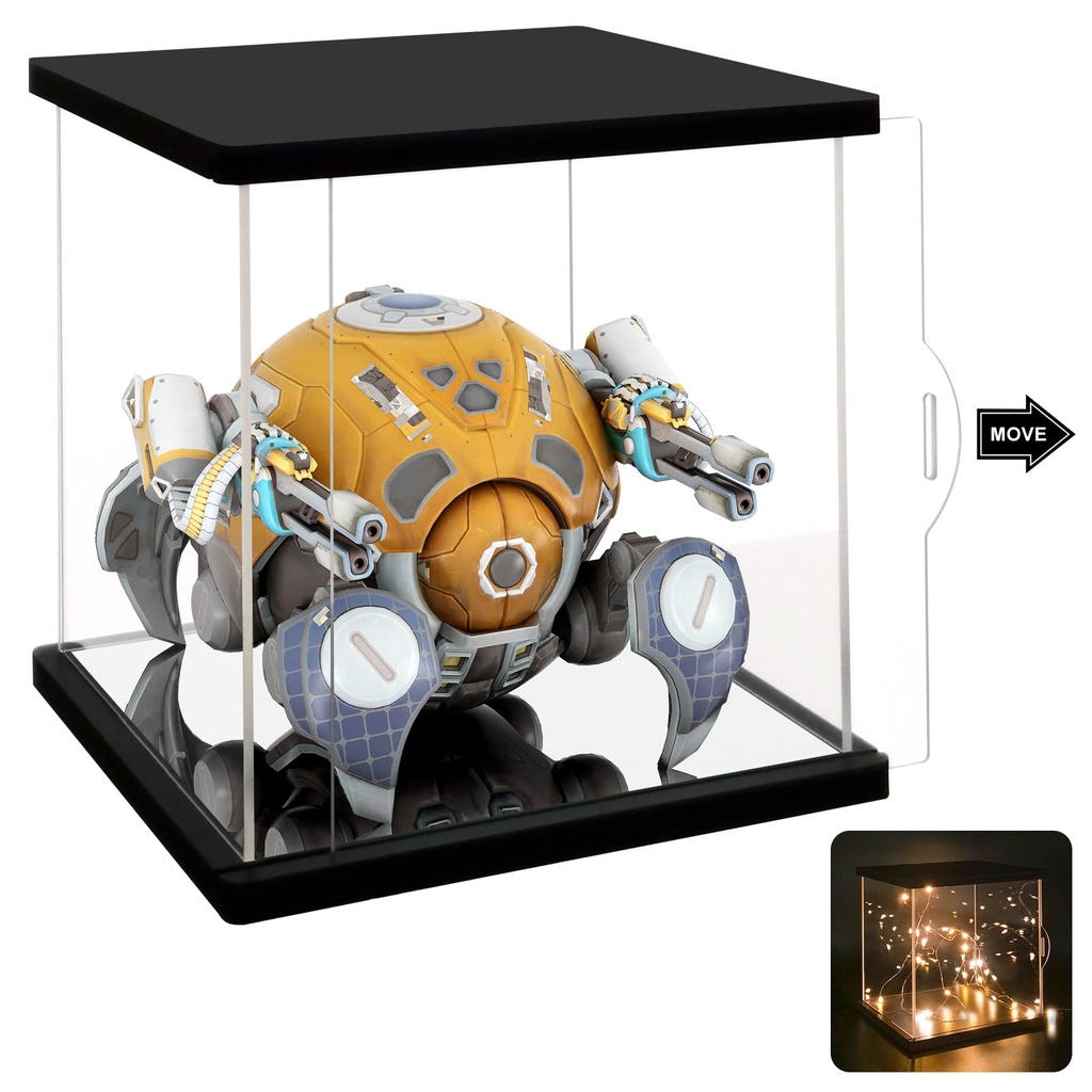 NONEMEY Clear Acrylic Display Case with Lights, Dustproof Diecast Model Show Box, Countertop