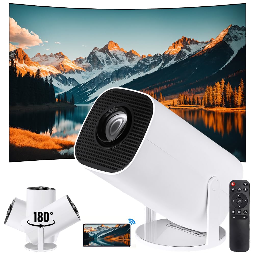 Mini Projector WiFi+BT5.0 Android11, Automatic Correction Vertical Direction, 4K Video Support