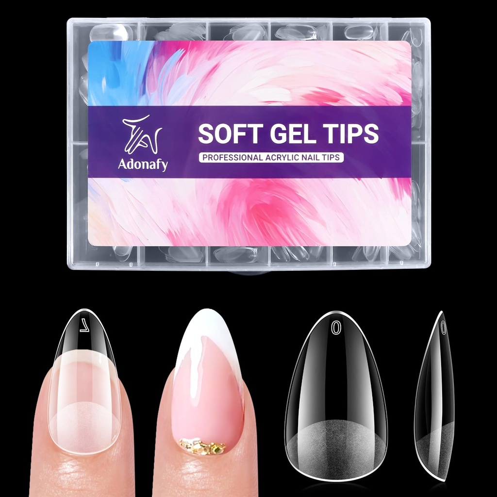 Adonafy Short Almond Nail Tips: 504 Pcs Half Matte Full Cover Nail Tips for Beginners - 12